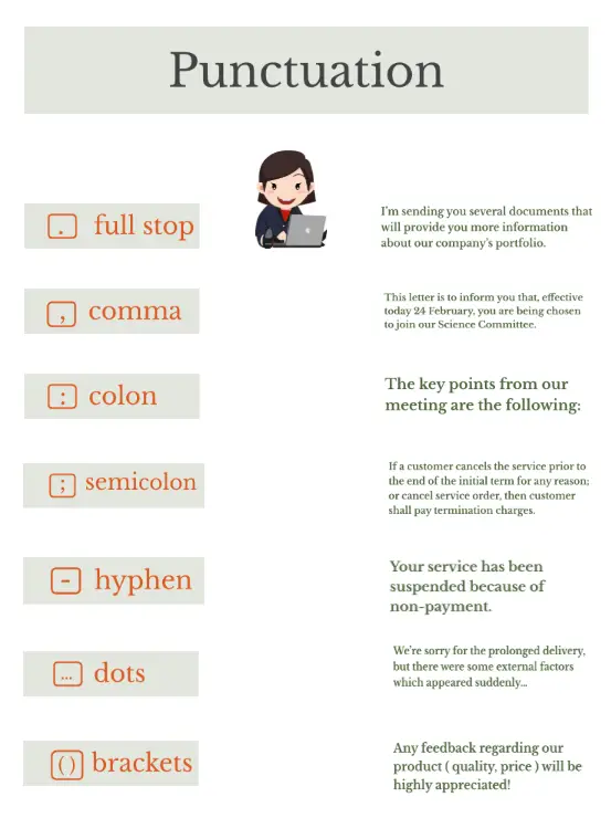Punctuation - Business emails